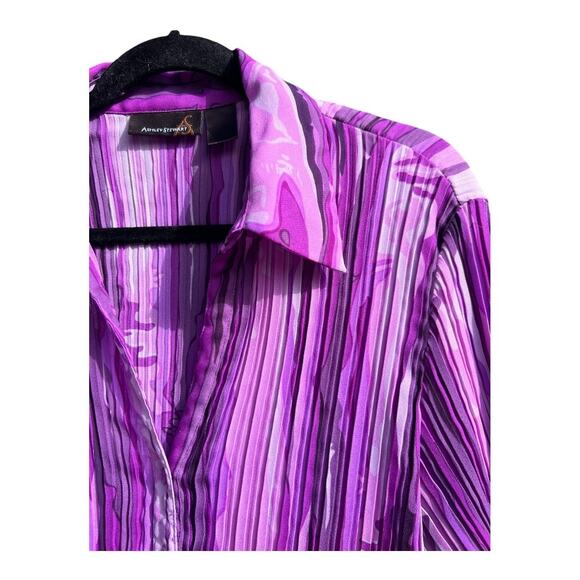Vintage Ashley Stewart Purple Swirly Button Down 90s Abstract Novelty Shirt - Picture 3 of 4